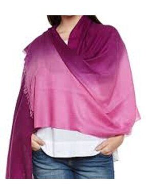 Cejon Wrap Scarf Pink to Maroon Unisex Sarong Beachy Satin Raw Hem 72" x 20"